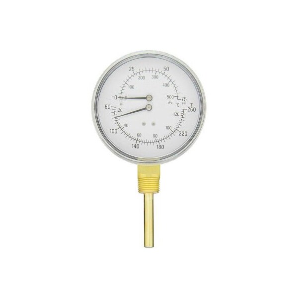 Engineered Specialty Products, Inc PIC Gauges 4" Tridactor Boiler Pressure Gauge, 1/2" NPT, 0/75 PSI, Lower Mount, TRI-RC-402L-D TRI-RC-402L-D - main